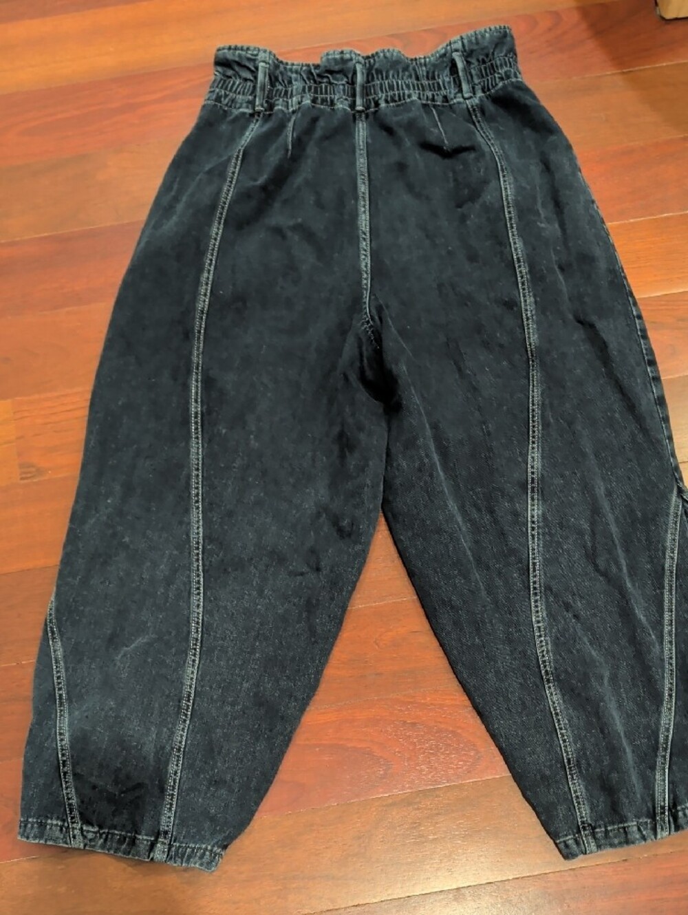 We The Free Dark Wash High Waist Barrel Balloon Harem Jeans - Picture 2 of 16